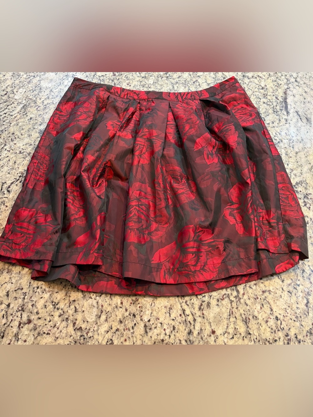 Ashley Stewart Red Rose Pattern Skirt